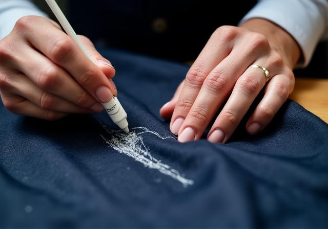 Artigiano sartore al lavoro su un abito su misura